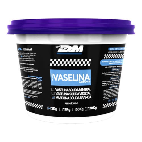 Vaselina Sólida Branca Automotiva Industrial 3kg Premium Dm