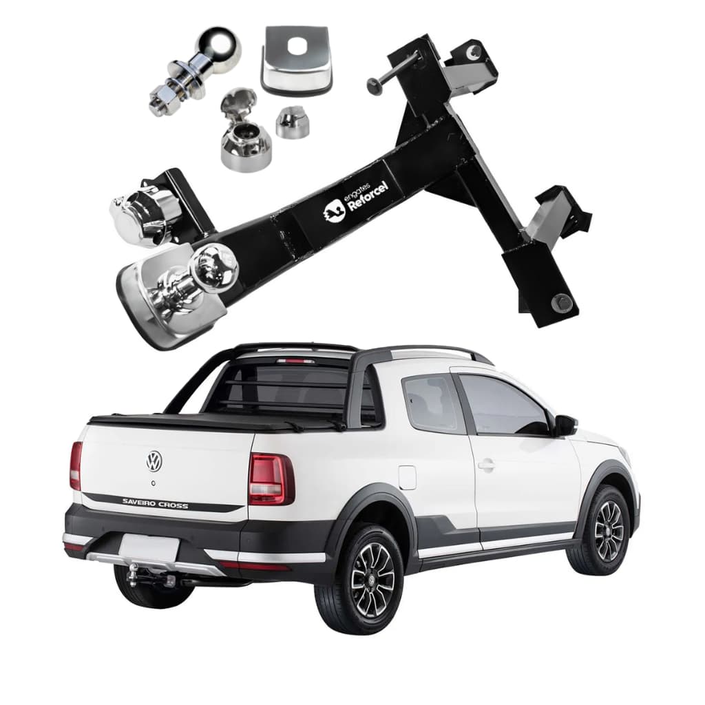Kit Engate Reboque Fixo Reforçado Completo Volkswagen VW Saveiro G5 G6 G7 G8 G9 Reforcel  Homologado