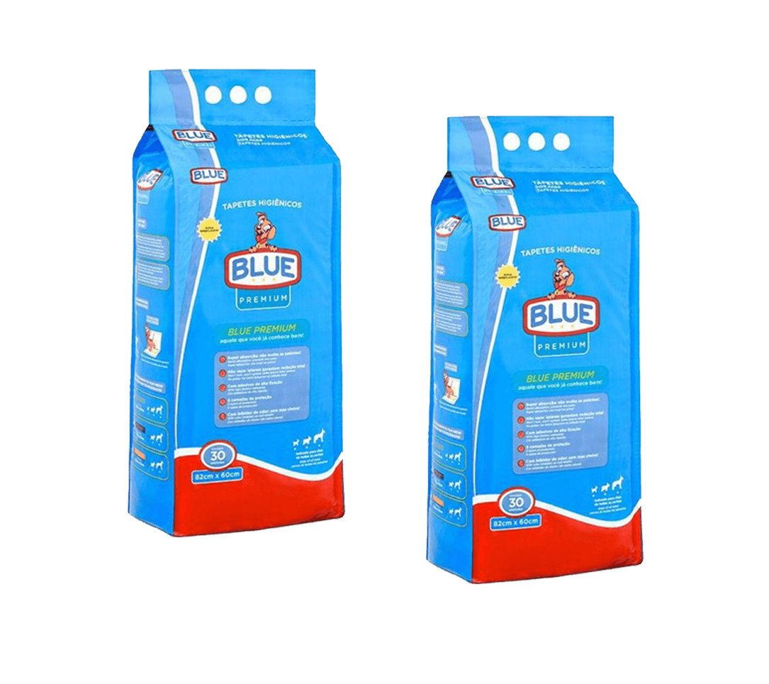 Kit 2 Tapete Higiênico Blue Premium 82x60cm 30 unidades