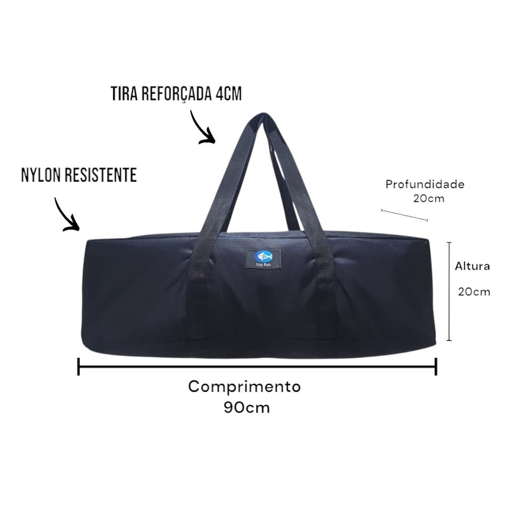Bolsa Porta Barraca Camping Lazer Pesca Top Fish Cor Preta 90X20 Cm