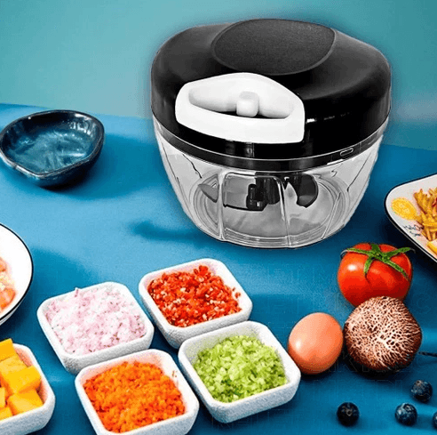 Mini Processador Manual 500ml 3 Lâminas Alimentos Alho Frutas Cogumelos Multiuso Triturador