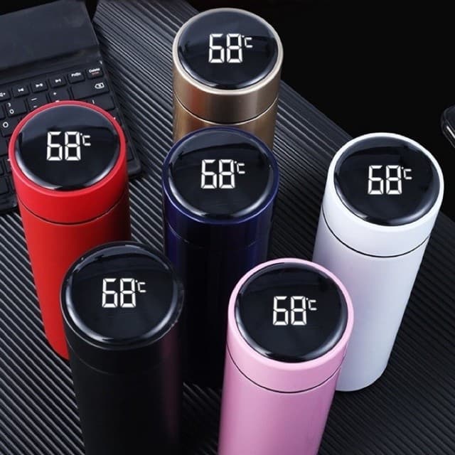 Garrafa Inteligente Térmica 500ml Display Digital Led C/ Sensor De Temperatura Aço Inoxidável