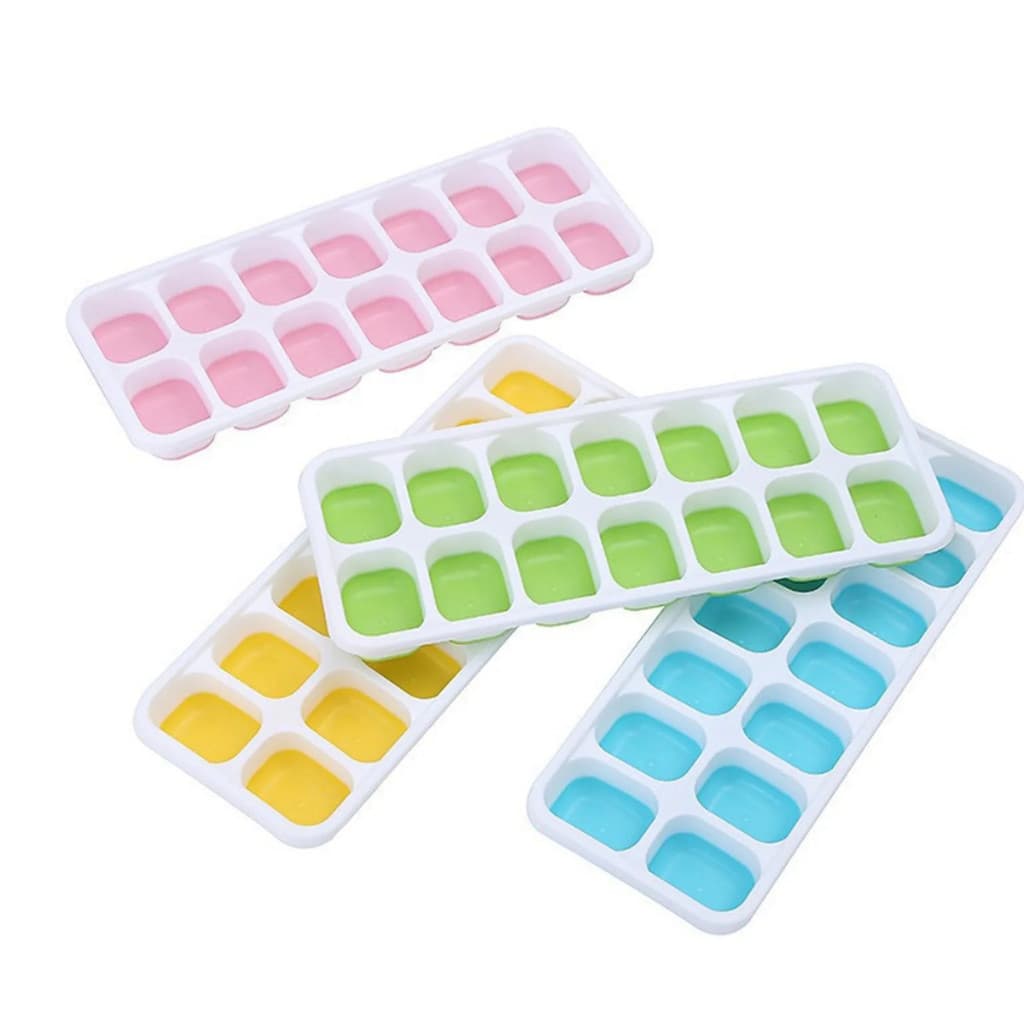 Forma de Gelo Silicone Tampa Rígida Flexível Fundo 14 Cubos