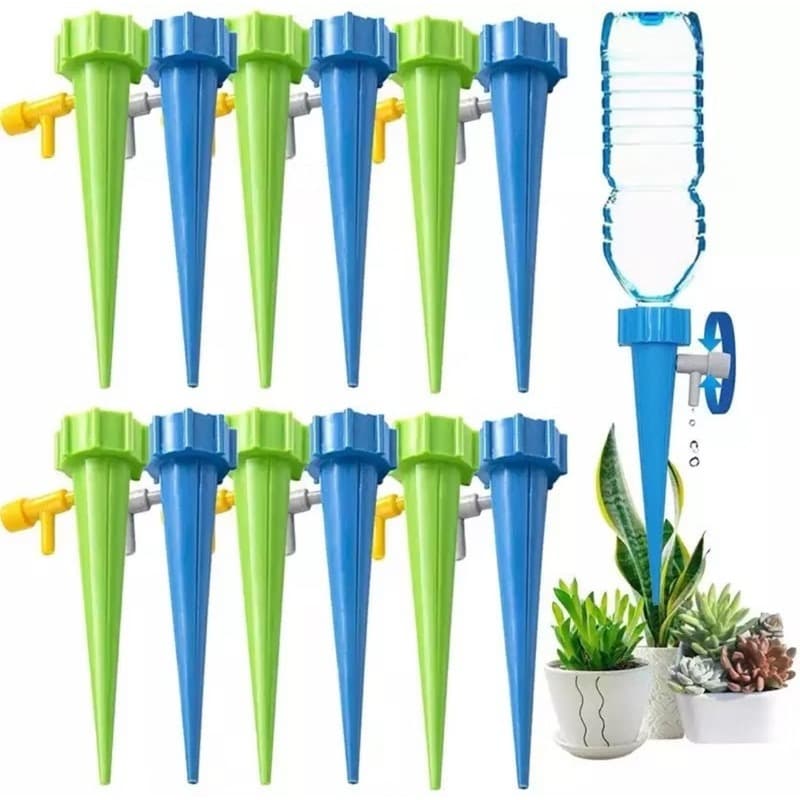 Kit 24/12 Gotejador Irrigador Acoplável Em Garrafa Pet Jardim Dosador Vaso Planta Em Garrafa