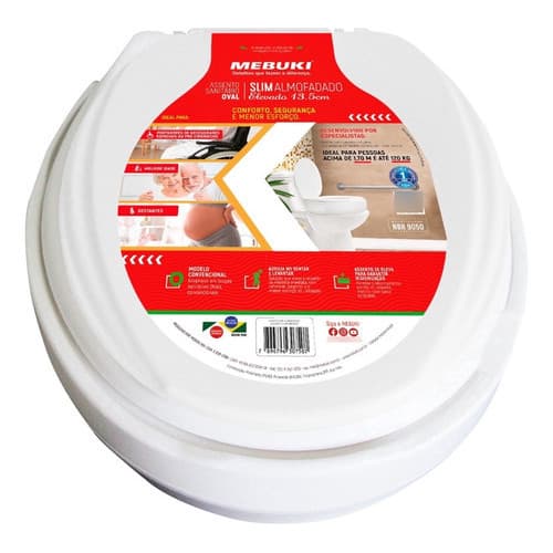 Assento Sanitário Oval Almofadado Elevado 13,5cm Izy Ravena Studio Spot para Vaso Deca 1.6gpf 6.0lpf