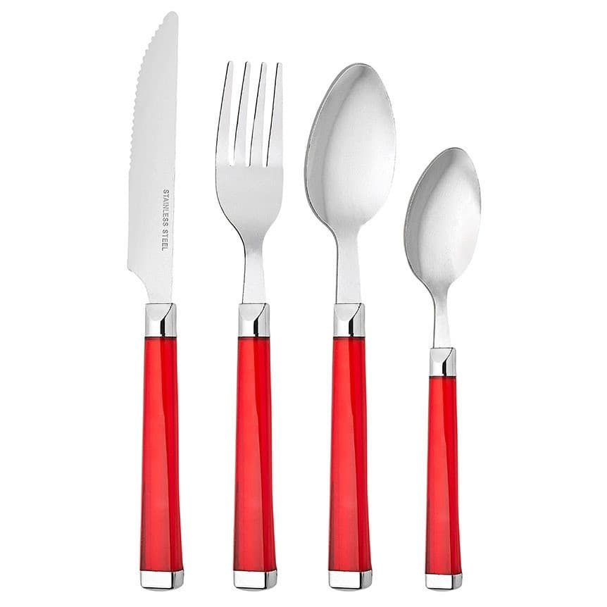 Faqueiro 24 Peças Carmin Hauskraft – Aço Inox Cabo Vermelho Elegante