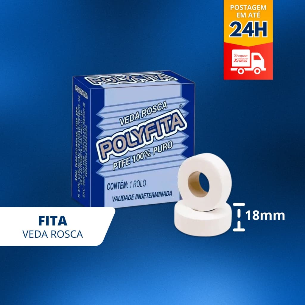 Fita Veda Rosca Polyfita 18mm 10 e 50 mts