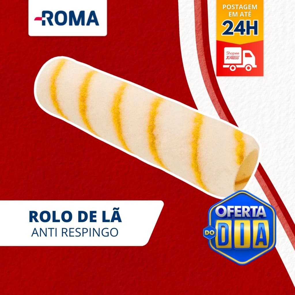 Rolo De Lã Anti Respingo Anti Gota 23cm Para Pintura ROMA