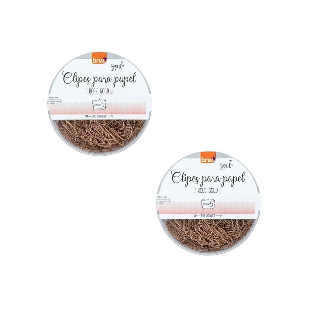2 Caixinhas de Mini Clips P/ Papel nº 5 Rosé Gold 200 unidades CL503 BRW