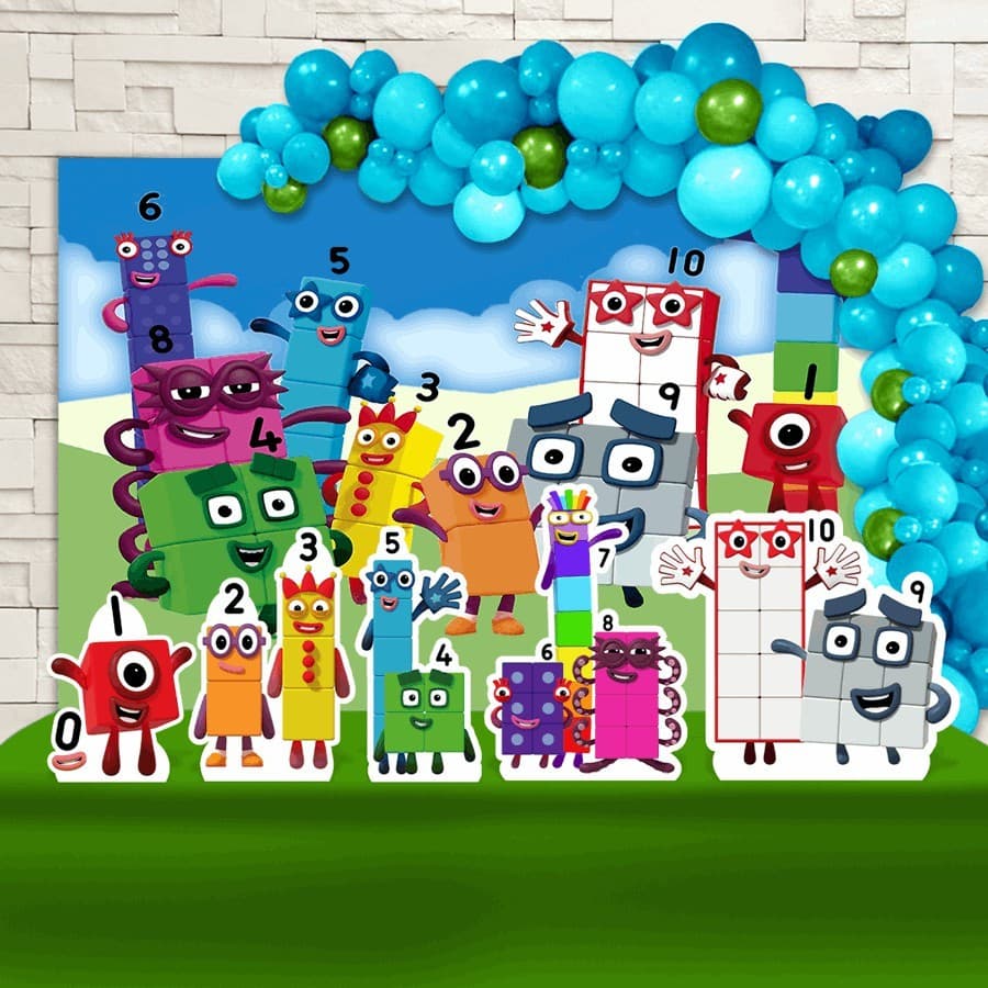 Kit Ouro Festa Aniversário Numberblocks   Desenho Decoração Cenários