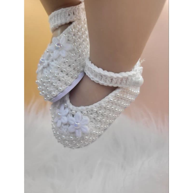sapatinho para Bebê com pérolas