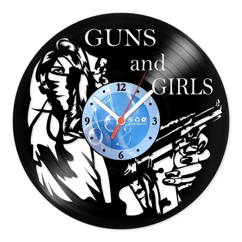Relógio De Parede Disco Vinil Armas Guns And Girls