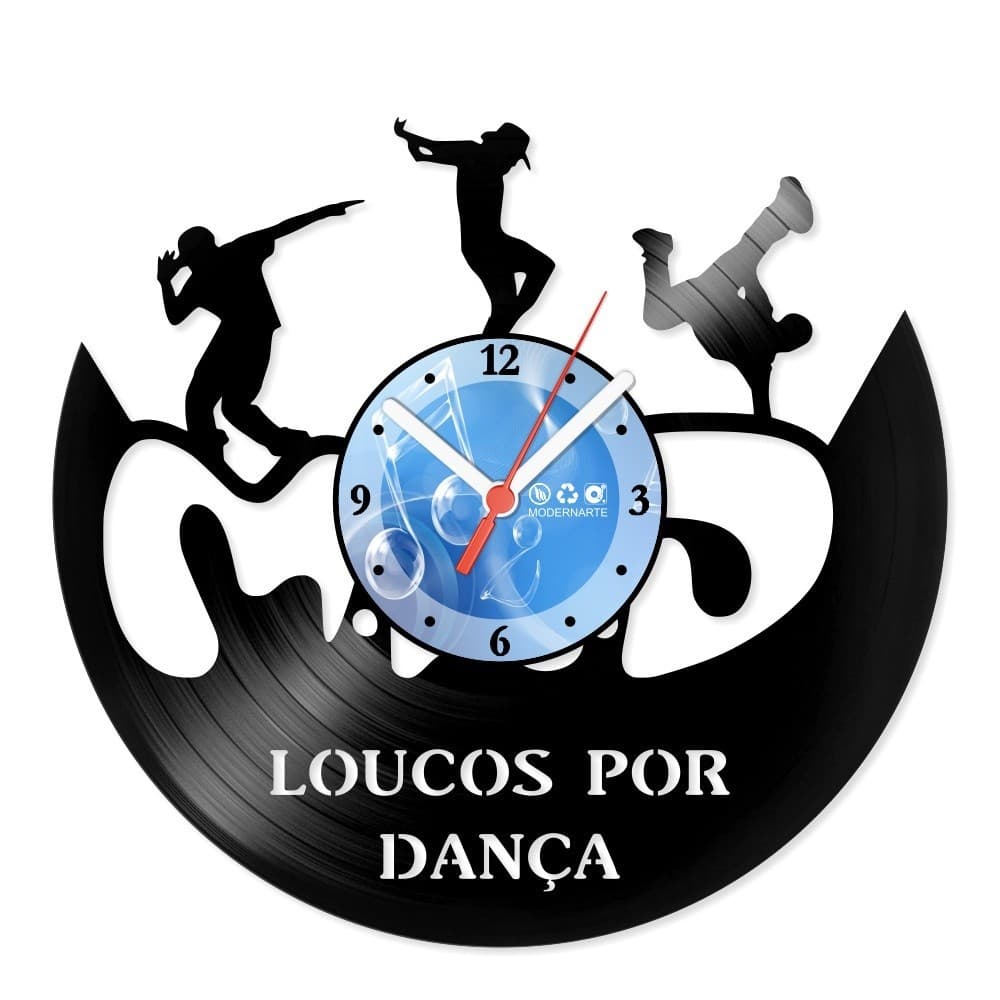 Relógio De Parede Disco Vinil Diversos Loucos Por Dança