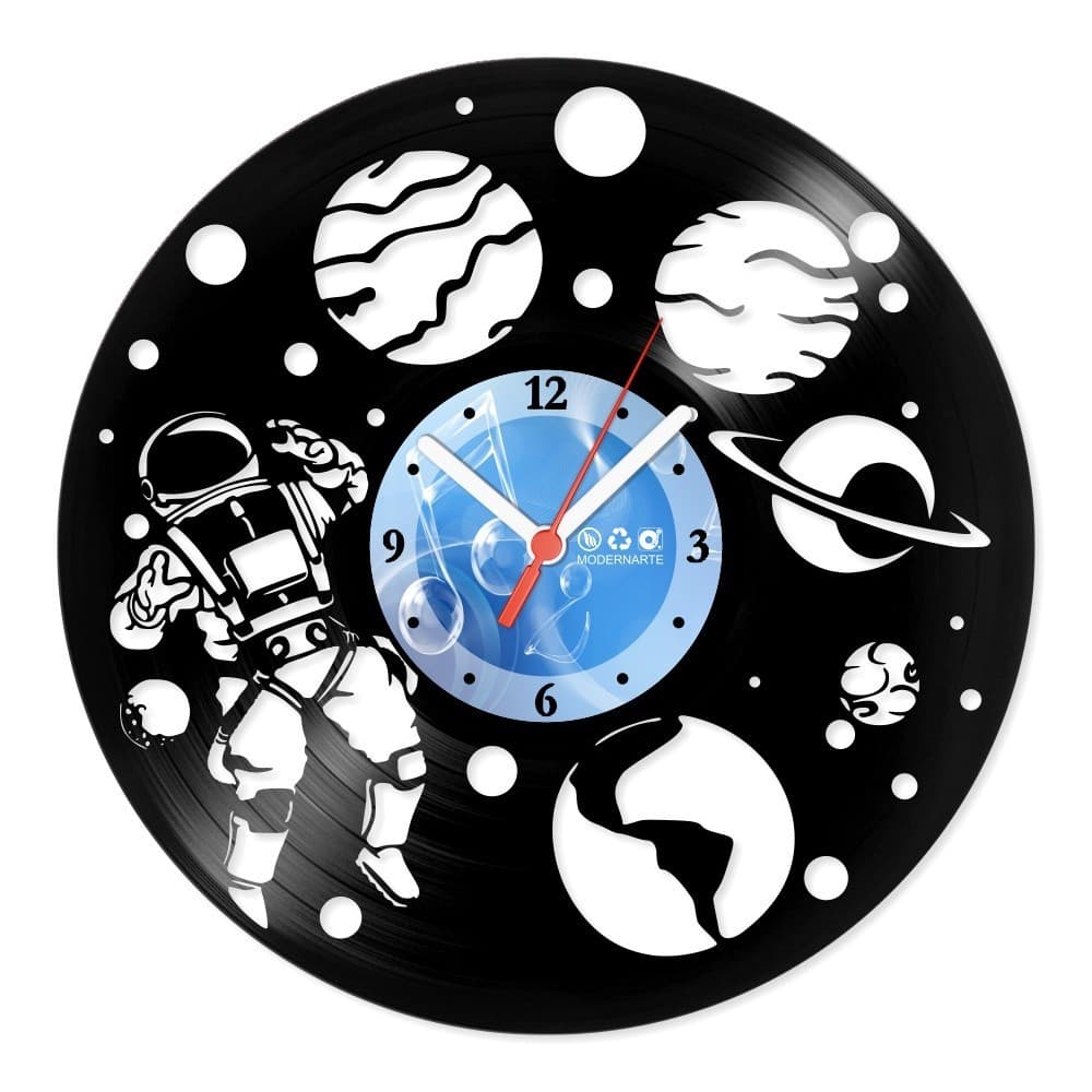 Relógio De Parede Disco Vinil Diversos Astronauta No Espaço