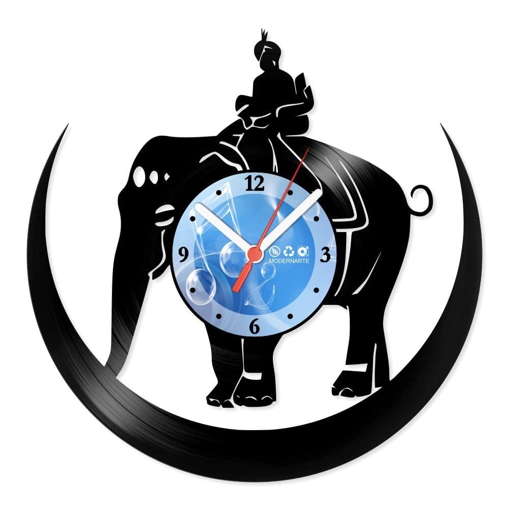Relógio De Parede Disco Vinil Animais Elefante Indiano