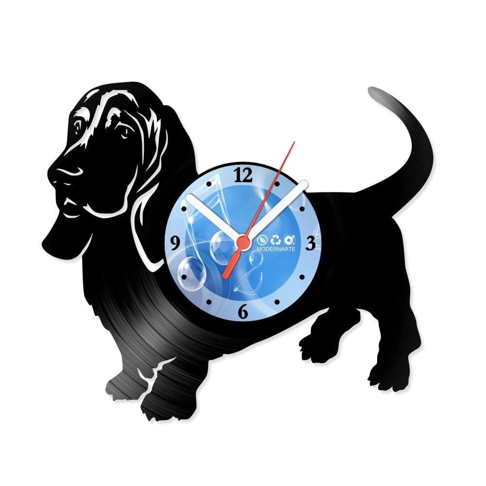 Relógio De Parede Disco Vinil Animais Cachorro Basset Hound