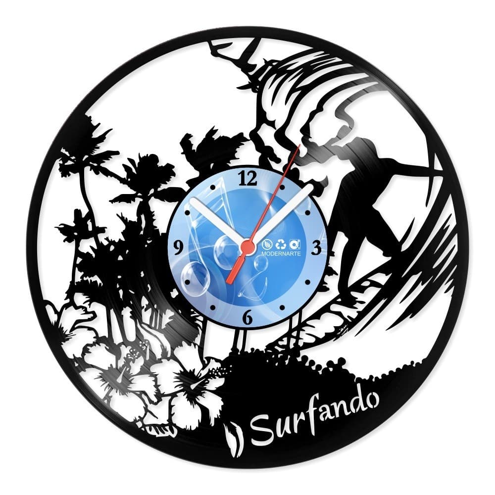 Relógio De Parede Disco Vinil Esportes Surfando