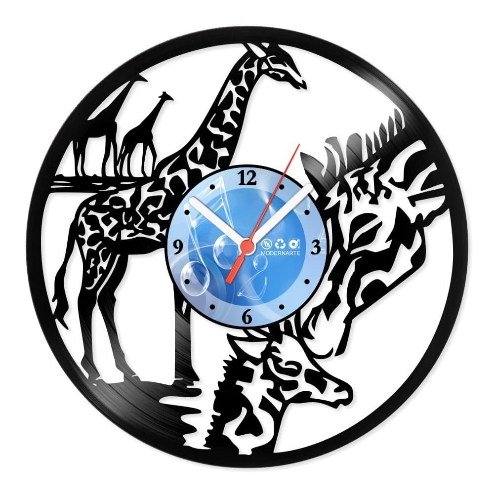 Relógio De Parede Disco Vinil Animais Girafas