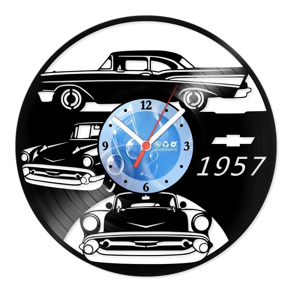 Relógio De Parede Disco Vinil Carros Chevy 1957