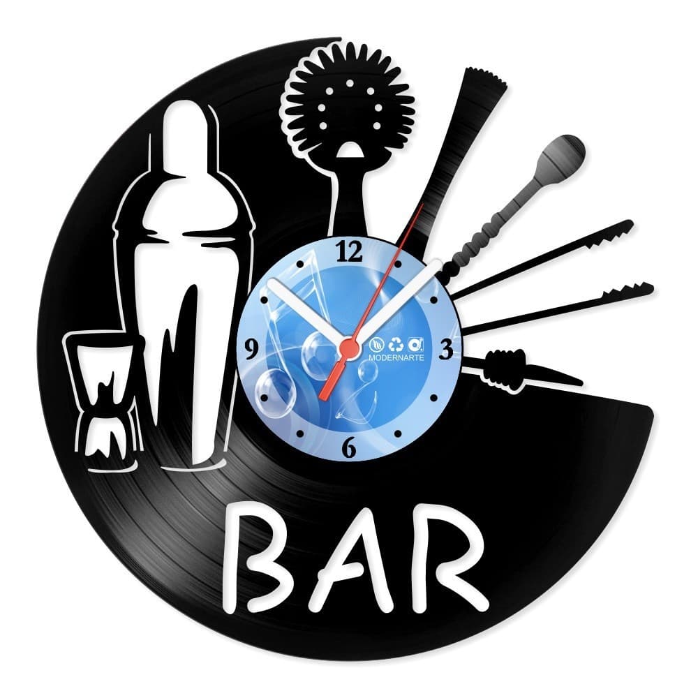 Relógio De Parede Disco Vinil Área Churrasco Bar Bartender