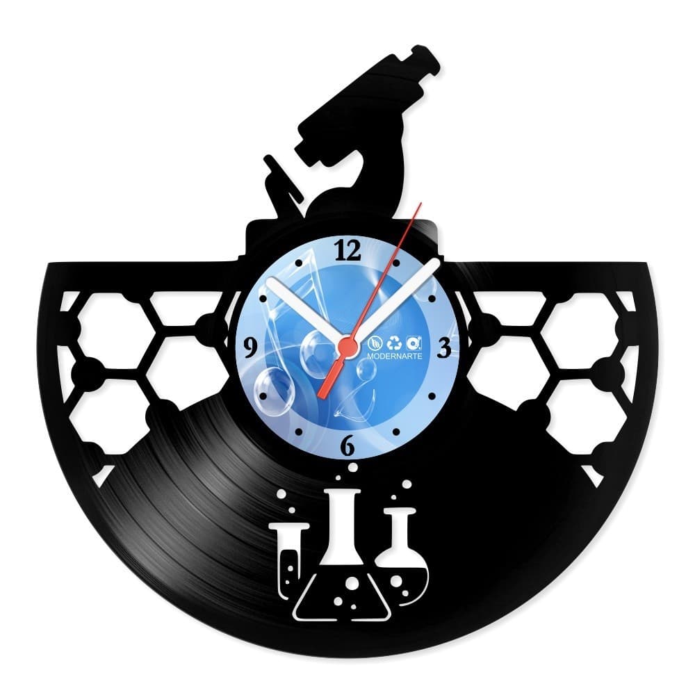 Relógio De Parede Disco Vinil Profissões Laboratório Químico