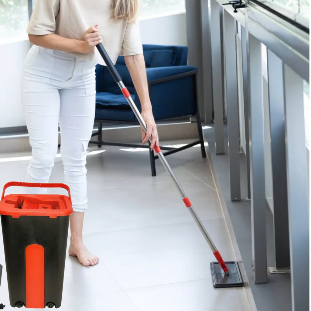 Flat Mop 1 Refil Esfregão Balde c/ Rodinha Rodo Mágico Lava Seca Tira Pó Limpeza