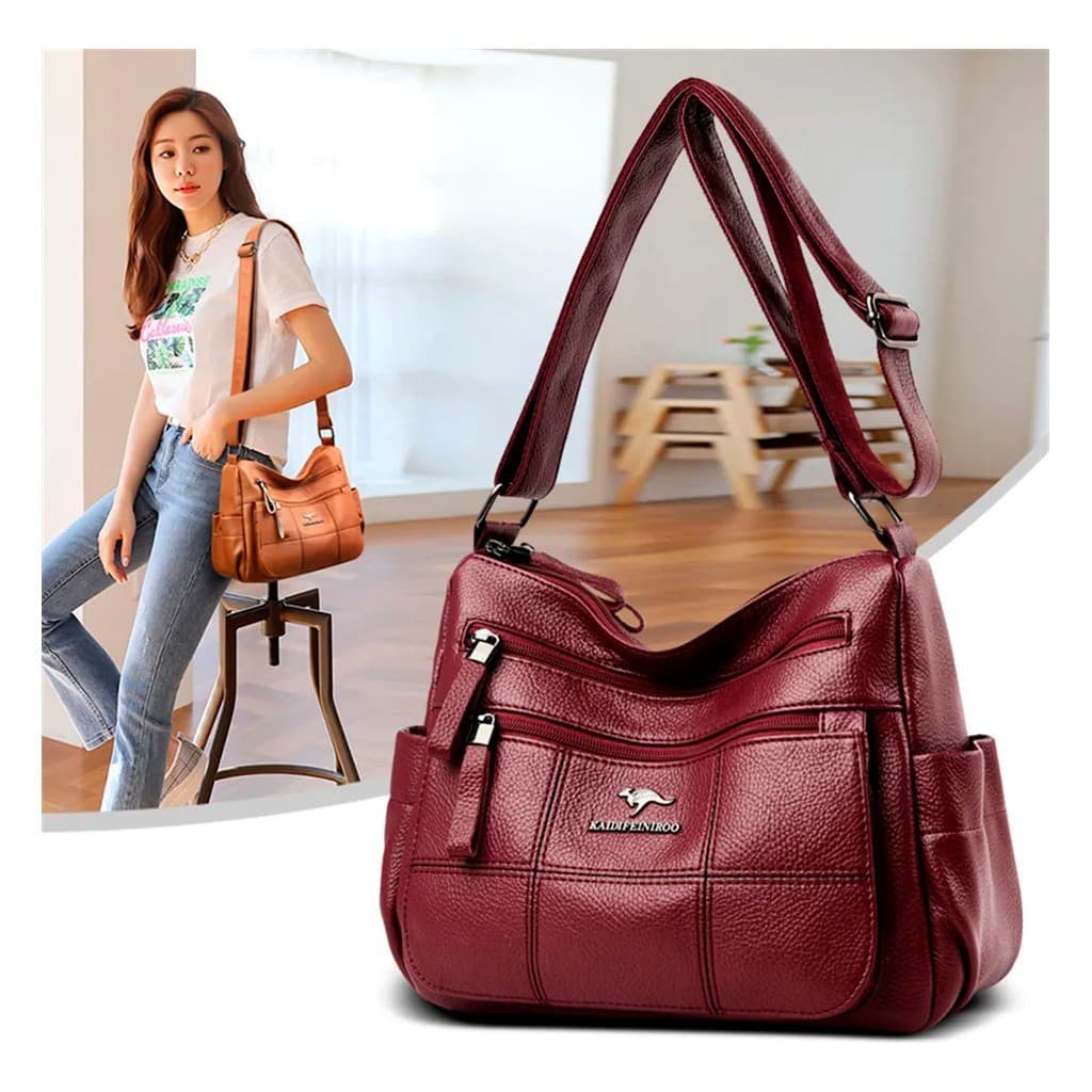 Bolsa Feminina Média Em Couro Eco Prática Transversal Crossbody
