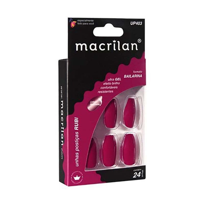 Unhas Postiças Macrilan Estilo Bailarina Rubi - UP403