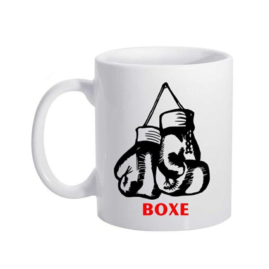 Caneca Branca Esportes Esportista Boxe Luvas Lutador