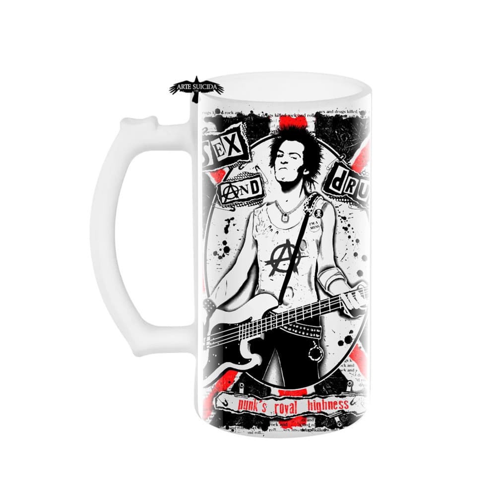 Caneca de chopp jateada punk sid vicius sex pistols rock