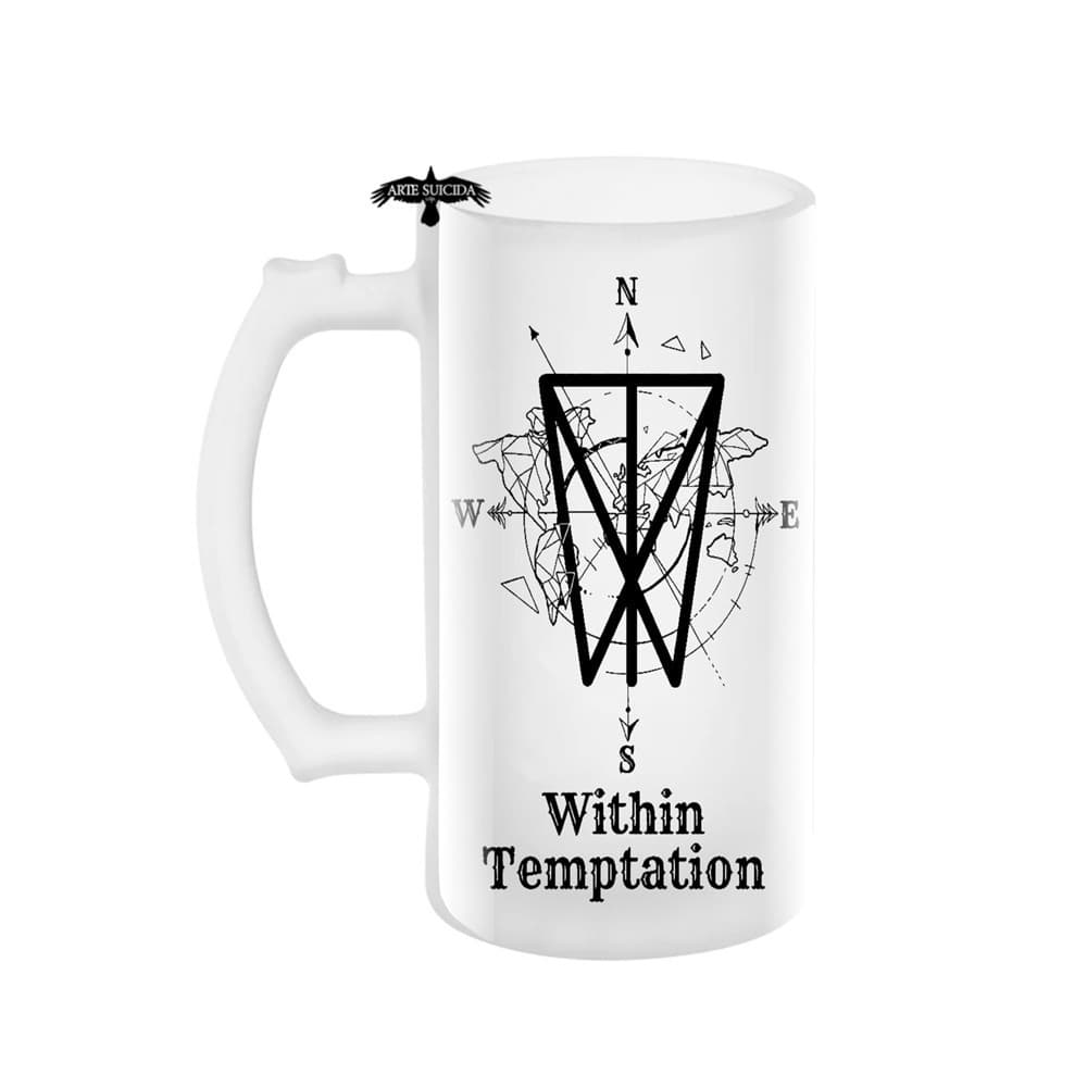 Caneca de chopp jateada within temptation bandas de rock gotico