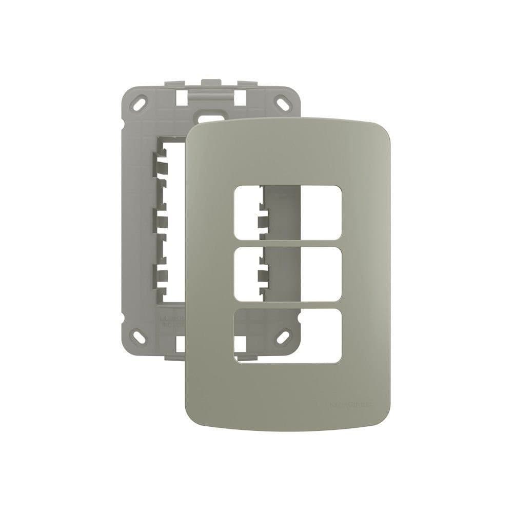 Placa com Suporte MarGirius B3 Colors 4x2 para 3 Módulos Horizontais Pérola