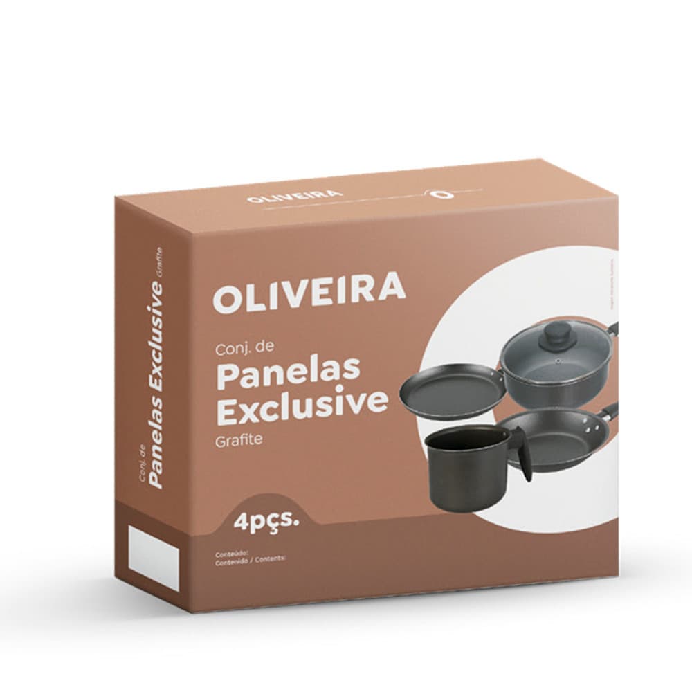 Conjunto De Panelas Exclusive Grafite 4 Pçs