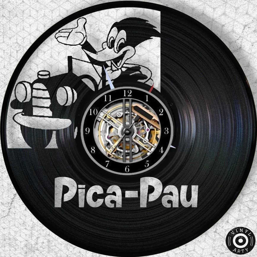 Relógio de Parede Relógio de parede Pica Pau - Relógio De Disco de Vinil Decorativo Vintage Silencio
