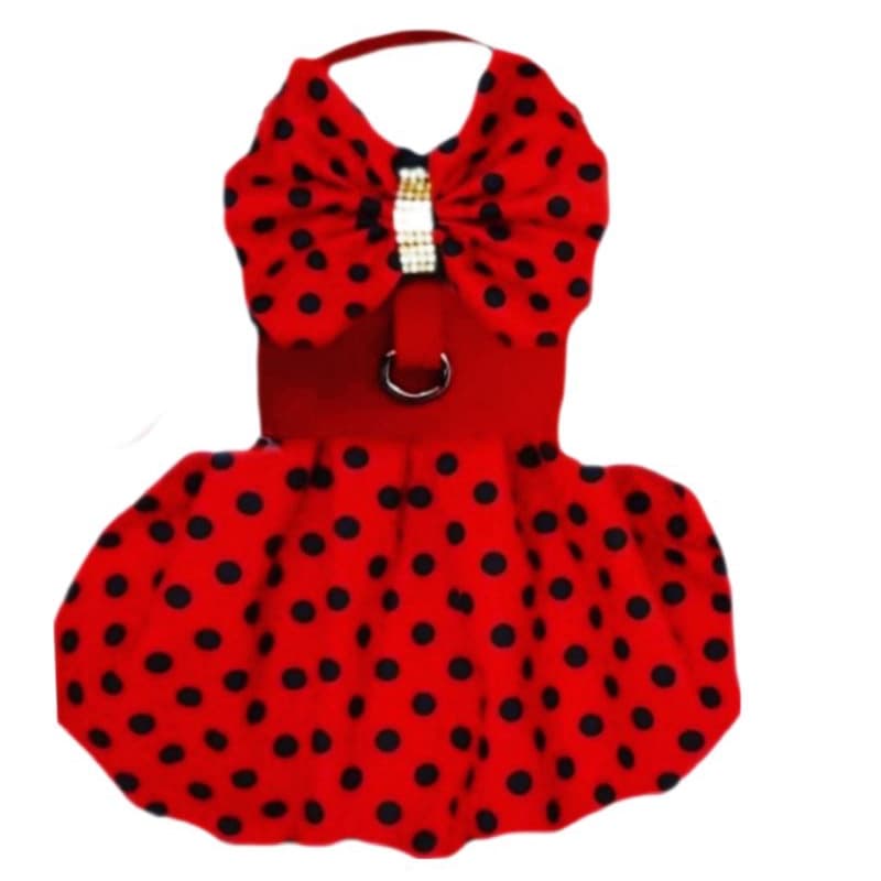 COLEIRA PEITORAL VESTIDO JOANINHA ROUPA PET CACHORRO GATO
