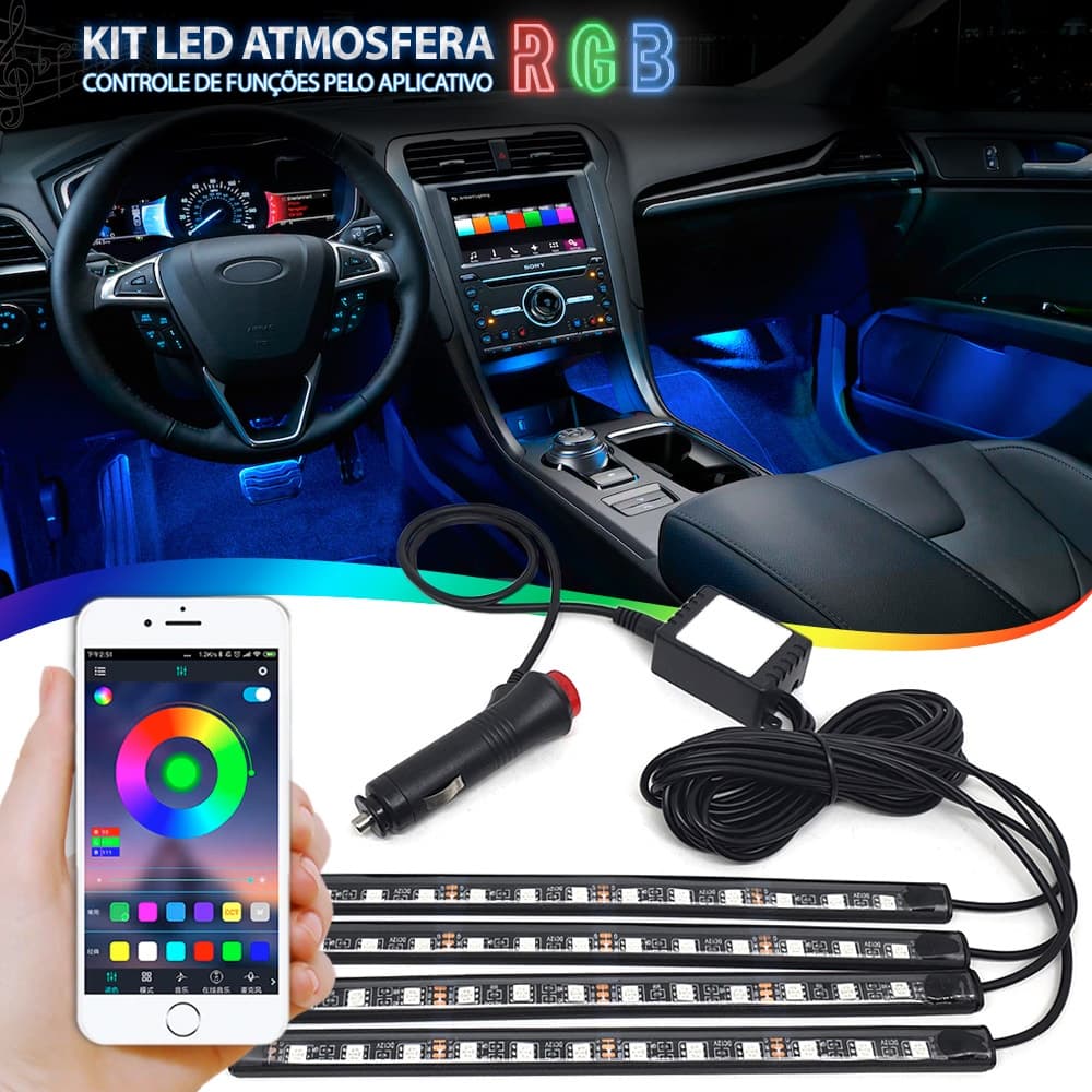 Luz Barra Led Neon Interno HRV HR-V 2015 2016 Controle Via Aplicativo App