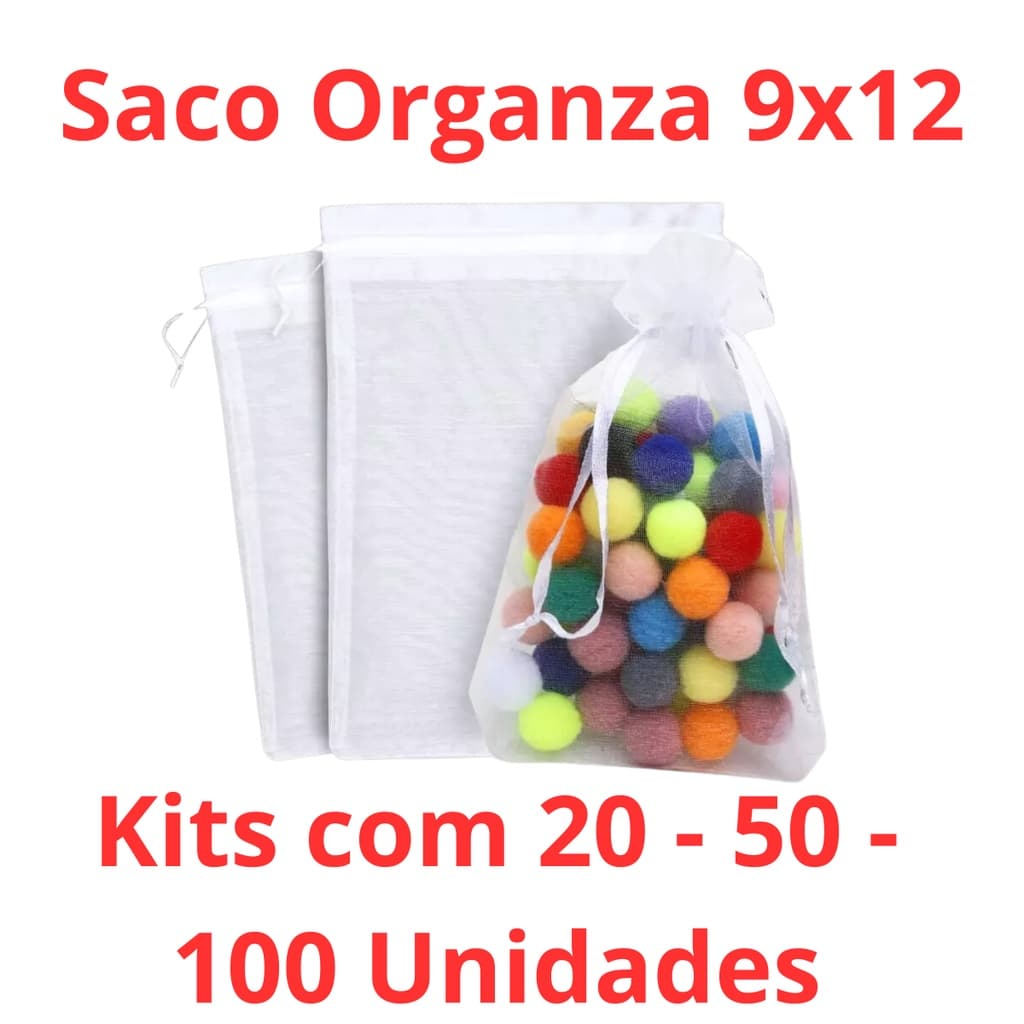 Saco de Organza 9x12 para Presentes e Lembranças - 20 / 50 / 100