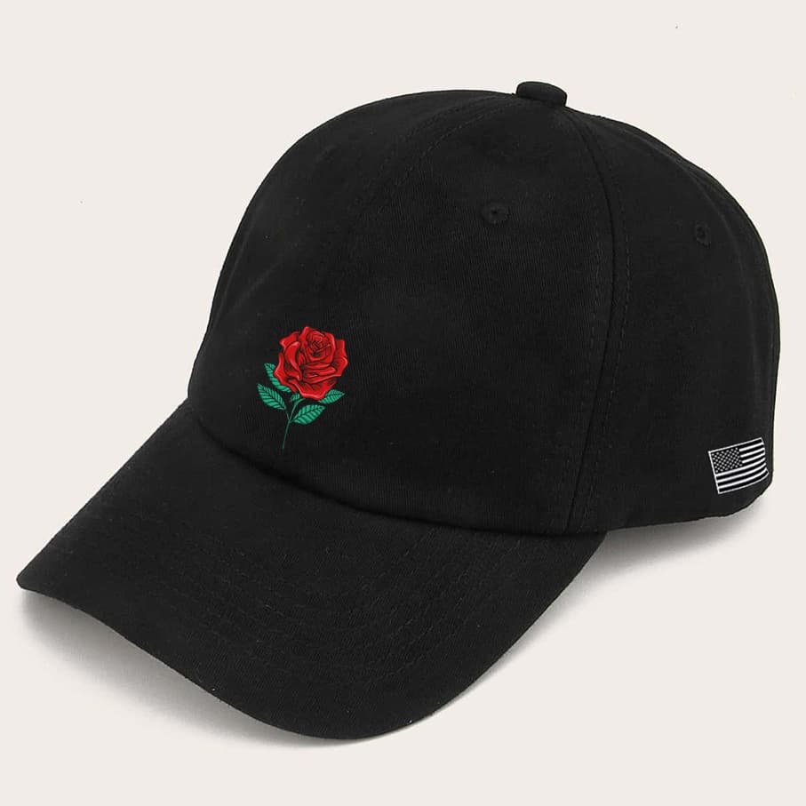 Boné masculino baseball Desenho Rosa Vermelha bone preto original Tribos