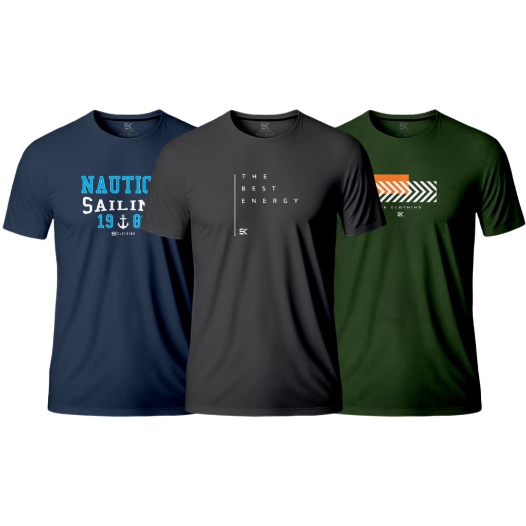 Kit 3 Camisetas Plus Size Masculina Camisa Blusa 100% Algodão 30.1 G1 ao G9