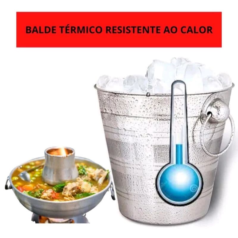 Balde Térmico 900ml  Para Gelo Inox Com Alça Ideal para Drinks e Bebidas
