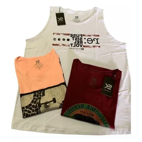 Kit 4 Regatas Masculinas P ao GG e Plus Size G1 ao G9