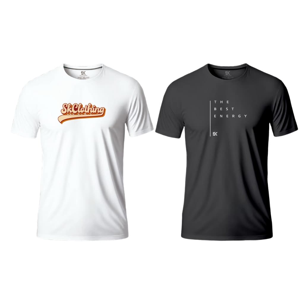 Kit 2 Camisas Masculinas SK Clothing Camisetas Malha 100% Algodão Fio 30.1 P ao GG