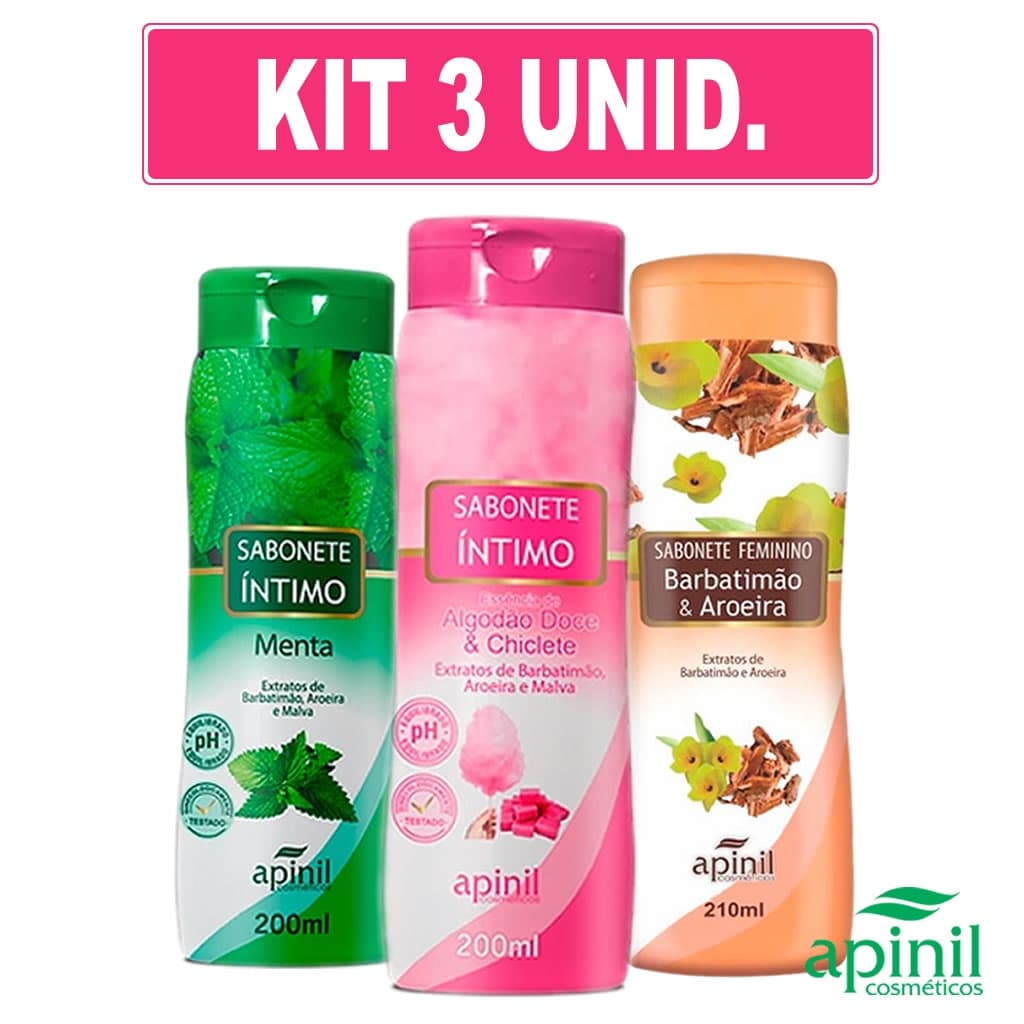 KIT 3 Sabonete Intimo Apinil Fragrâncias SORTIDAS