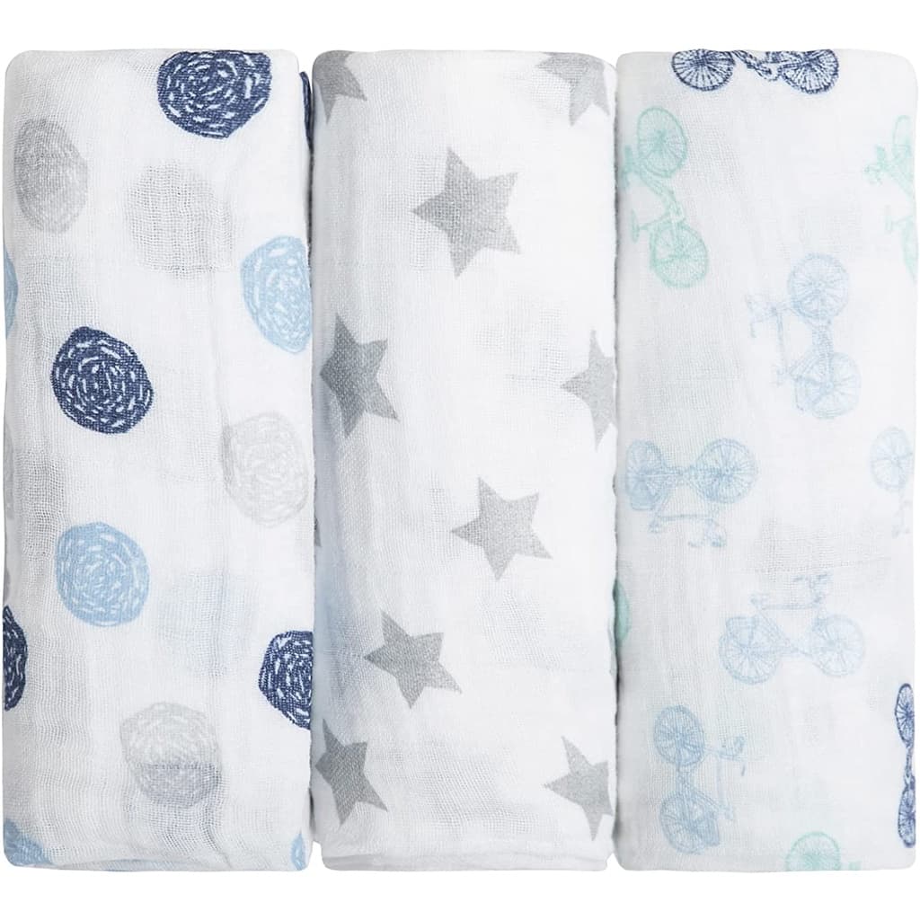 Cueiro Papi Baby 100% Algodão 80x80cm Kit C/ 3 Unidades Menino Multiuso