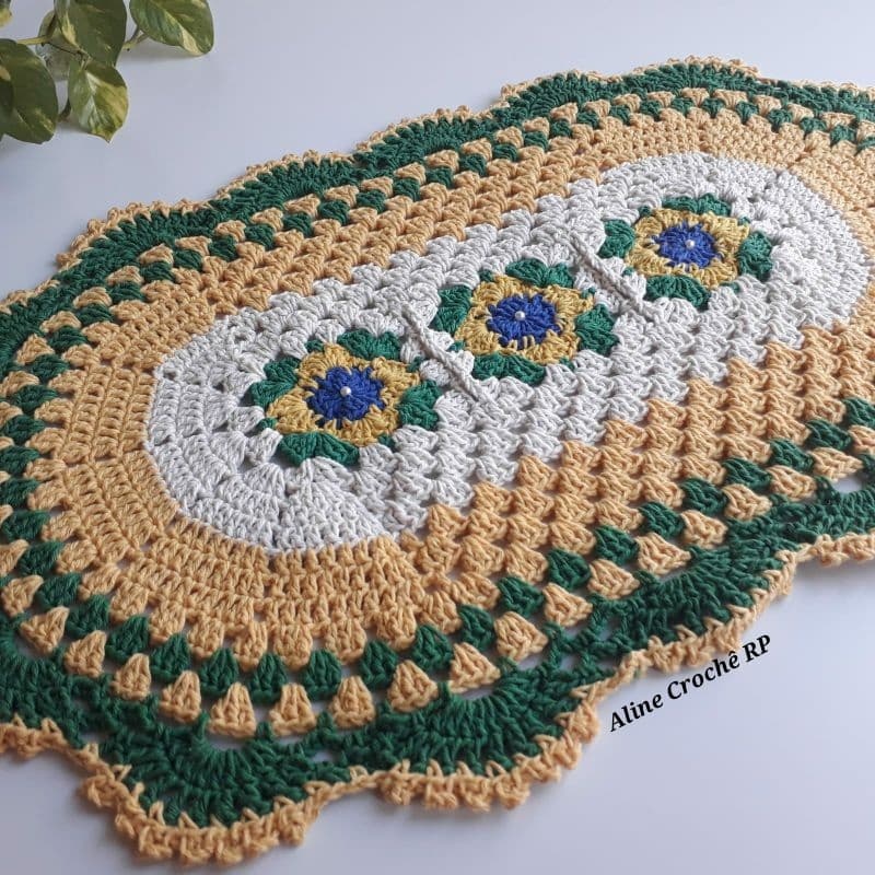 Tapete de Crochê Brasil - Tapete Verde e Amarelo- Tapete Brasil
