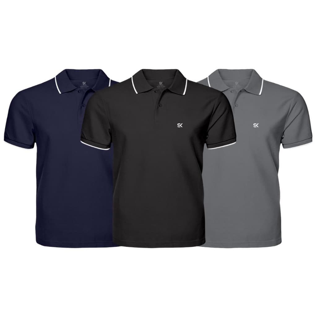 Kit 3 Blusas Camisetas Camisas Gola Polo SK Clothing Tamanhos do P ao GG