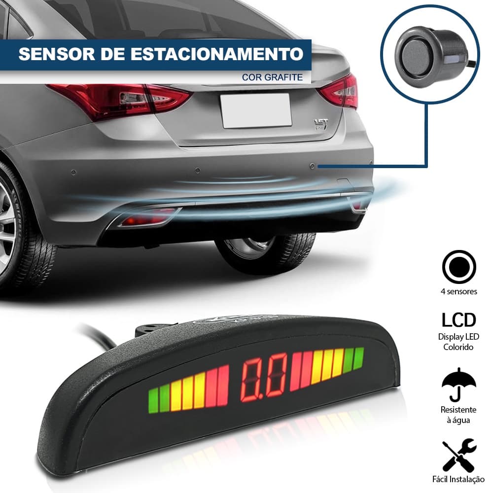 Sensor de Ré Estacionamento Cinza Escuro Grafite Chumbo Aviso Sonoro Chevrolet Agile 2012 2013 2014 2015 2016