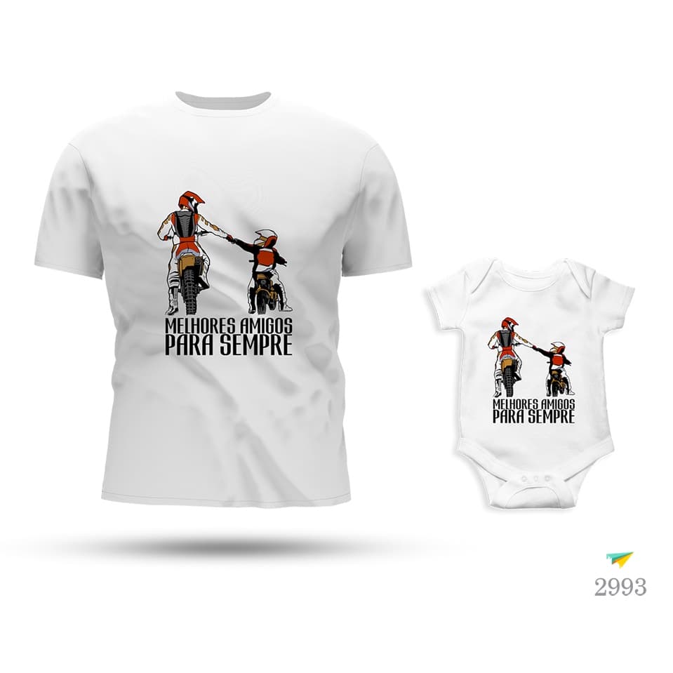 Kit Tal Pai Tal Filho Body e Camiseta Melhores Amigos Para Sempre