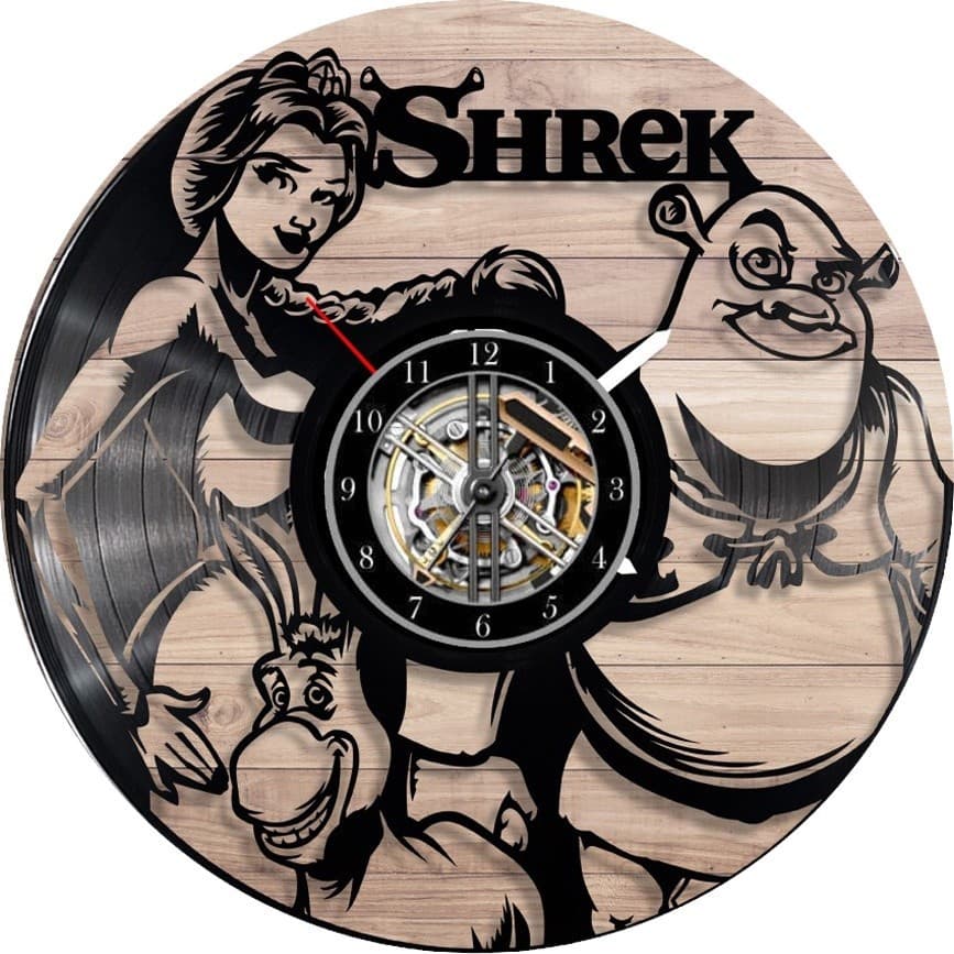 Relógio de Parede Relógio de parede Shrek - Relógio De Disco de Vinil Decorativo Vintage Silencioso