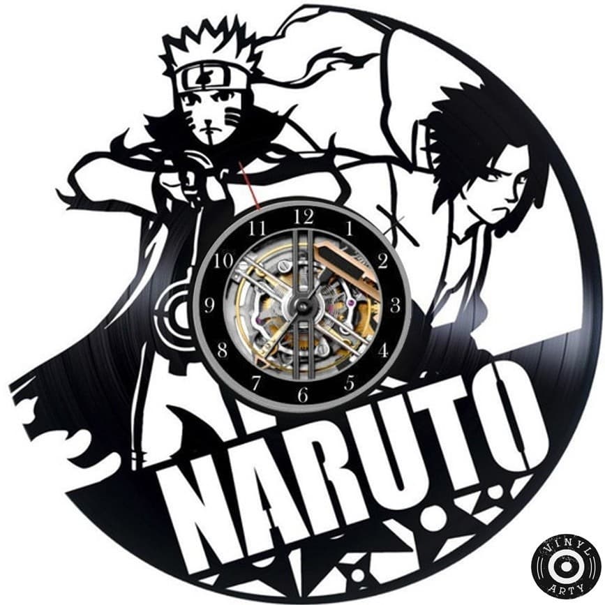 Relógio de Parede Relógio de parede Naruto - Relógio De Disco de Vinil Decorativo Vintage Silencioso